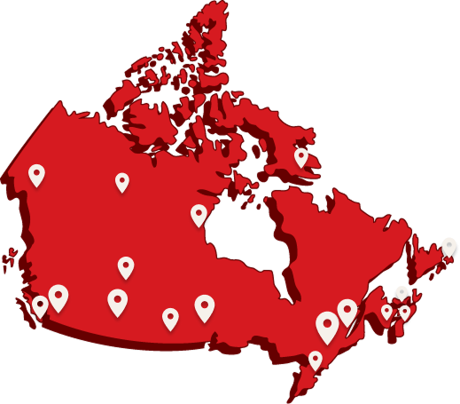Map of Canada showing where Northsocial.ca members are
