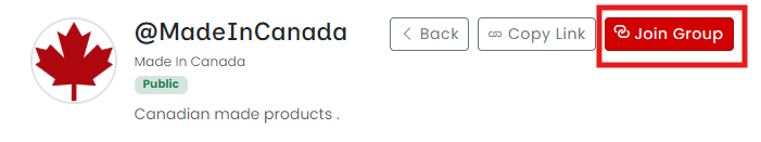 Group profile page with Join button