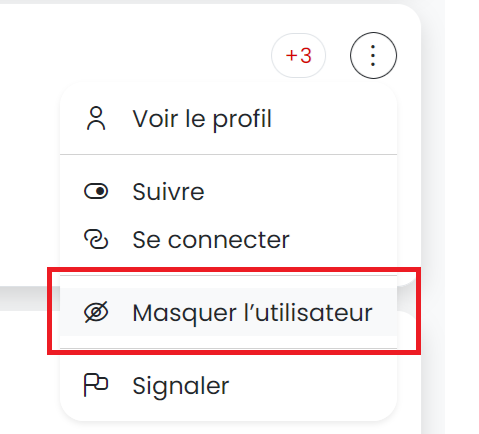 Option masquer l'utilisateur
