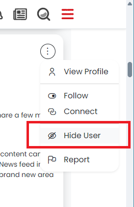Hide User option in dropdown menu