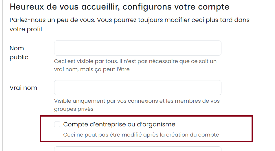 Configuration du profil